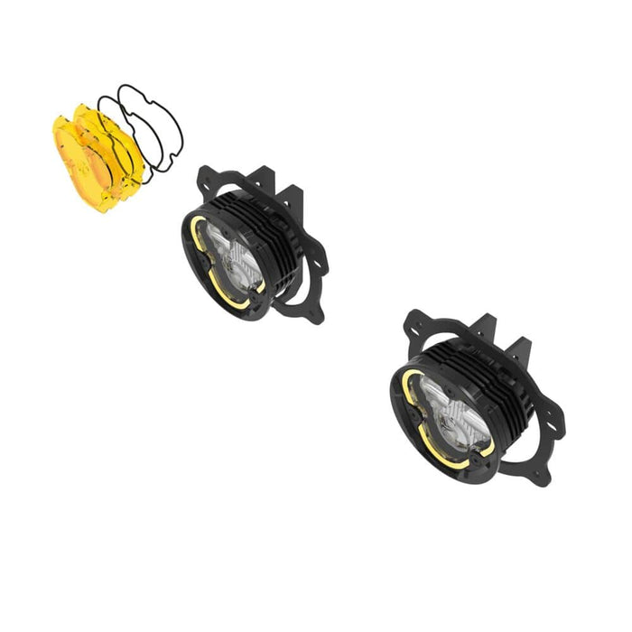 KC HiLiTES | FLEX ERA® 3 Dual Mode SAE Fog LED Light Pods - 2-Light Master Kit - Jeep JK/JL/JT Plastic Bumpers