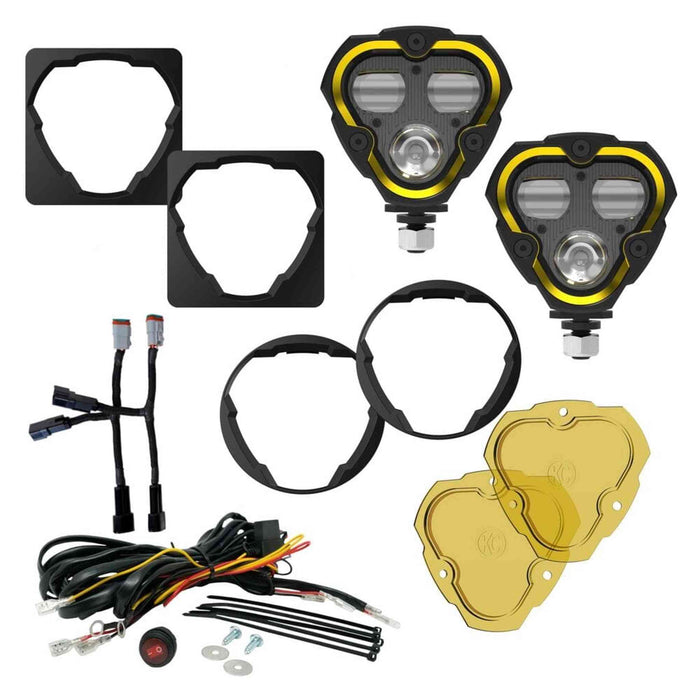 KC HiLiTES | FLEX ERA® 3 Dual Mode SAE Fog LED Light Pods - 2-Light Master Kit - Jeep Aftermarket Bumpers