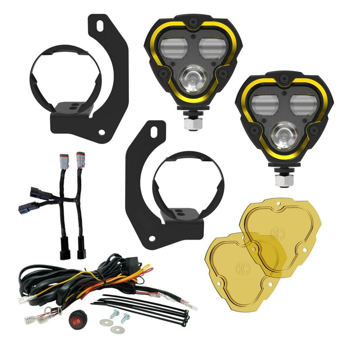 KC HiLiTES | FLEX ERA® 3 Dual Mode SAE Fog LED Light Pods - 2-Light Master Kit - Jeep JK/JL/JT Steel Bumpers
