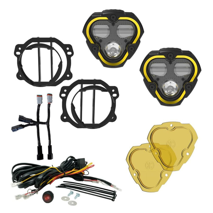 KC HiLiTES | FLEX ERA® 3 Dual Mode SAE Fog LED Light Pods - 2-Light Master Kit - Jeep JK/JL/JT Plastic Bumpers