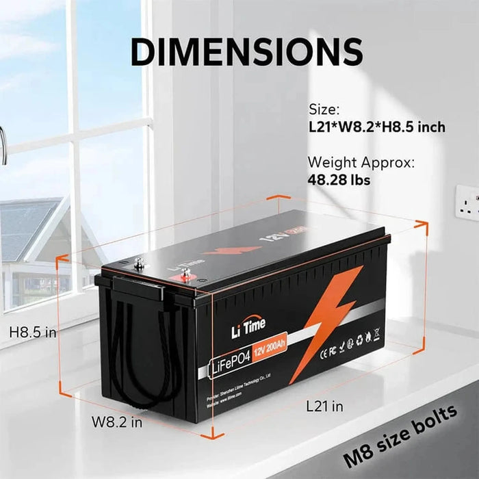 LiTime 12V 200Ah LiFePO4 Deep Cycle Lithium Battery — Solar LiTime 12V 200Ah LiFePO4 Deep Cycle Lithium Battery — Solar