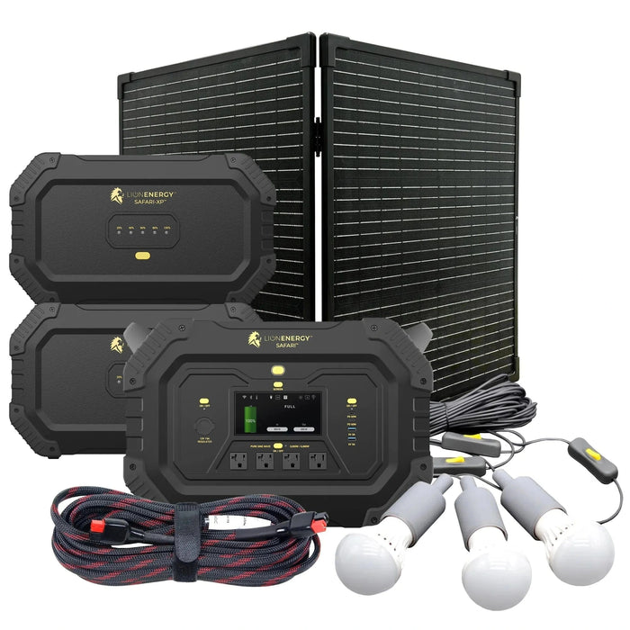 Lion Energy | Safari+2 XPs - Portable Power Station Bundle 3,000W, 6,988Wh, LiFePO4