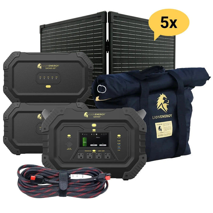 Lion Energy | Safari+2 XPs - Portable Power Station Bundle 3,000W, 6,988Wh, LiFePO4