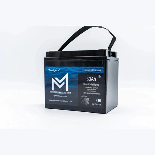 Monster Marine Lithium | 12v 30Ah Deep Cycle Lithium Marine Battery "Badger" - Bluetooth - MML-1230B