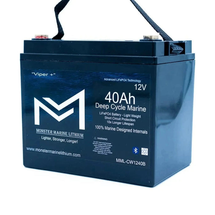 Monster Marine Lithium | 12v 40Ah Deep Cycle Lithium Marine Battery "Viper" - Bluetooth - MML-CW1240B