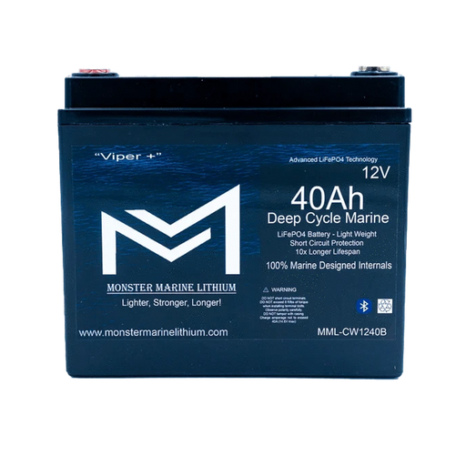 Monster Marine Lithium | 12v 40Ah Deep Cycle Lithium Marine Battery "Viper" - Bluetooth - MML-CW1240B