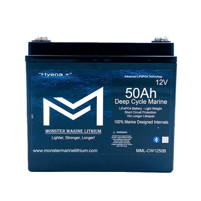 Monster Marine Lithium | 12v 50Ah Deep Cycle Lithium Marine Battery "Hyena" - Bluetooth - MML-CW1250B