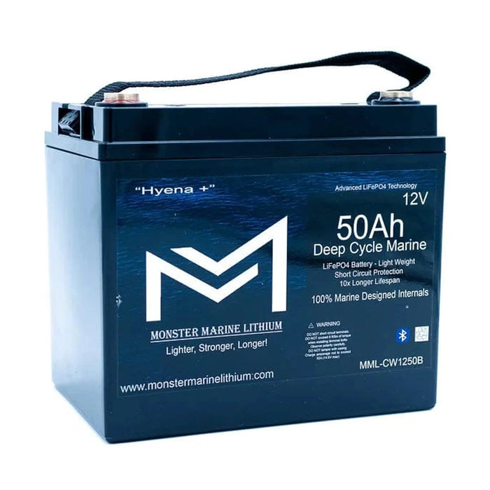 Monster Marine Lithium | 12v 50Ah Deep Cycle Lithium Marine Battery "Hyena" - Bluetooth - MML-CW1250B