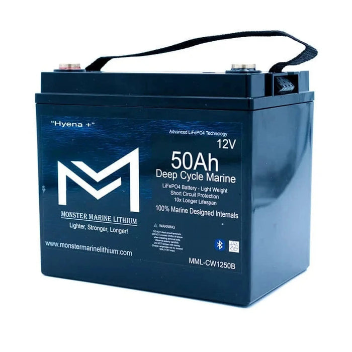 Monster Marine Lithium | 12v 50Ah Deep Cycle Lithium Marine Battery "Hyena" - Bluetooth - MML-CW1250B