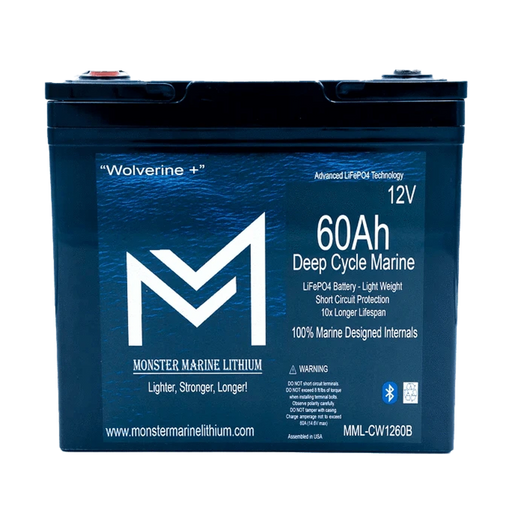 Monster Marine Lithium | 12v 60Ah Deep Cycle Lithium Marine Battery "Wolverine" - Bluetooth - MML-1260B