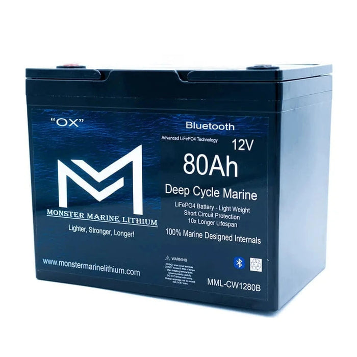 Monster Marine Lithium | 12v 80Ah Bluetooth Deep Cycle Lithium Marine Battery