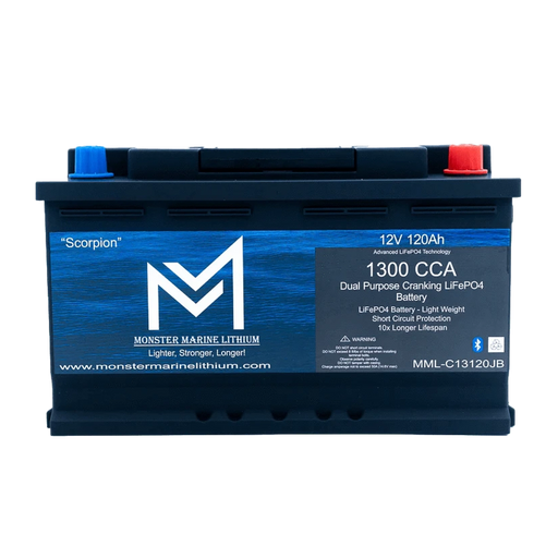 Monster Marine Lithium | 1300CCA 120Ah Dual Purpose Bluetooth Cranking Lithium "Scorpion" - Bluetooth - MML-13C120B