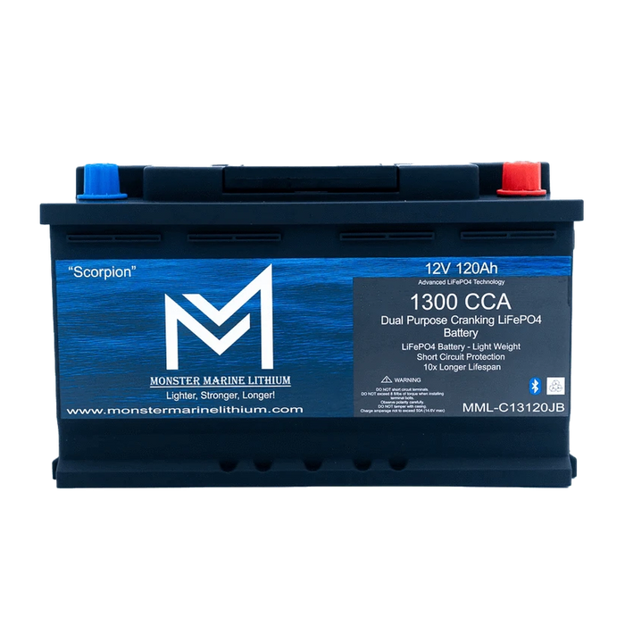 Monster Marine Lithium | 1300CCA 120Ah Dual Purpose Bluetooth Cranking Lithium "Scorpion" - Bluetooth - MML-13C120B