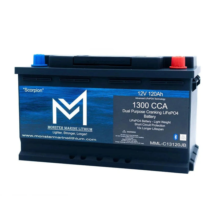 Monster Marine Lithium | 1300CCA 120Ah Dual Purpose Bluetooth Cranking Lithium "Scorpion" - Bluetooth - MML-13C120B