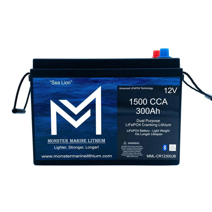 Monster Marine Lithium | 1500 CCA 300AH Dual Purpose Cranking Lithium Bluetooth "Sea Lion"