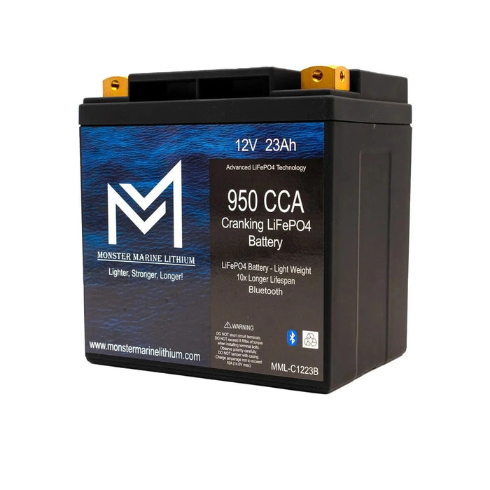 Monster Marine Lithium | 950CCA 12V 23AH Cranking Lithium Battery - BLUETOOTH - MML-C1223B