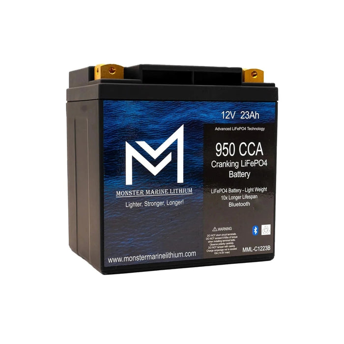 Monster Marine Lithium | 950CCA 12V 23AH Cranking Lithium Battery - BLUETOOTH - MML-C1223B