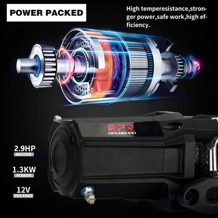 OPENROAD | 6000lbs 12 Volts Electric Winch, Winch for UTV with Mounting Plate