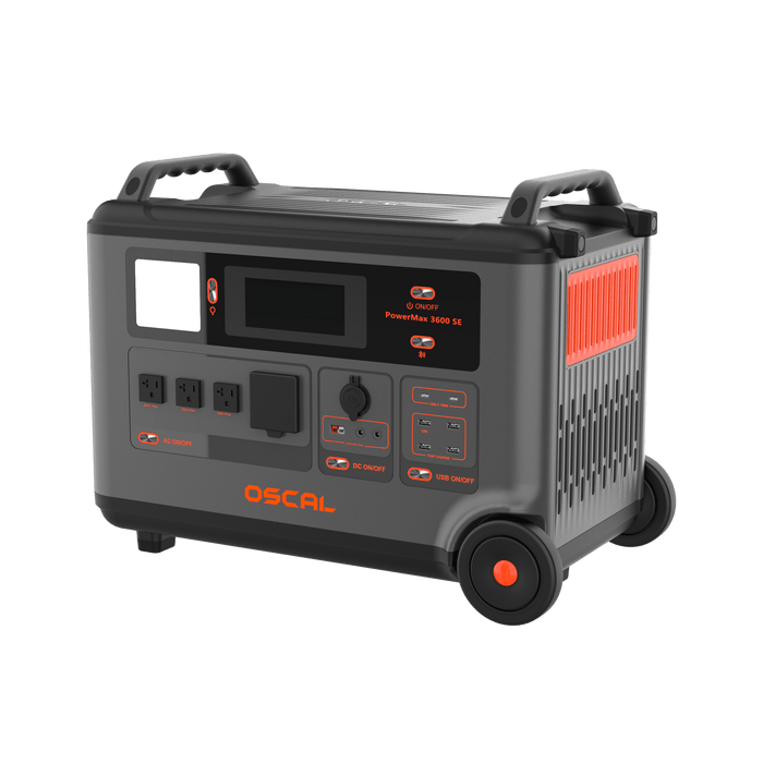 Oscal PowerMax | 3600SE 3600W Portable Power Station, 3600Wh LiFePO4 Battery & 2400W Solar Charging