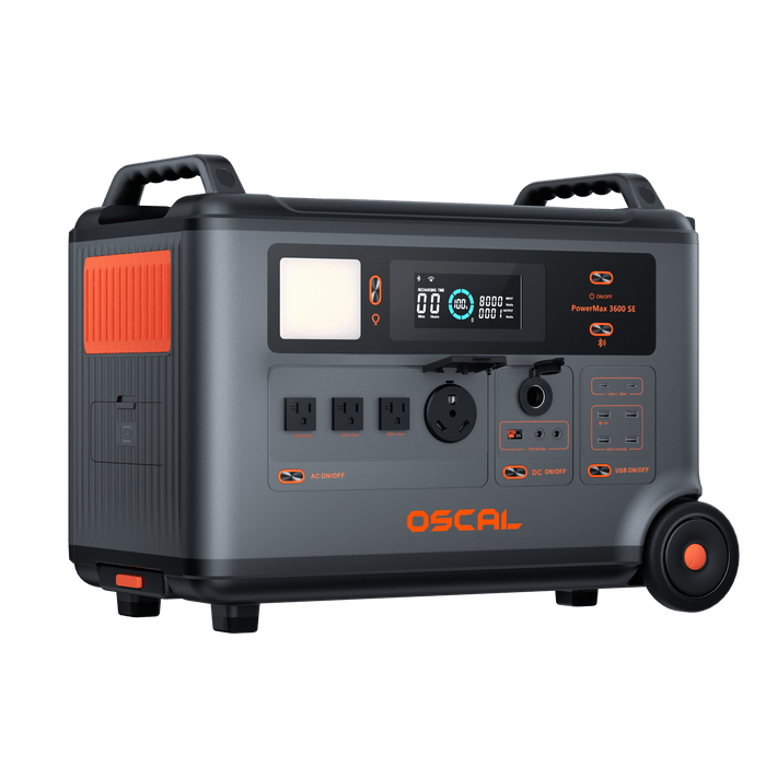 Oscal PowerMax | 3600SE 3600W Portable Power Station, 3600Wh LiFePO4 Battery & 2400W Solar Charging