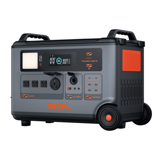 Oscal PowerMax | 3600SE 3600W Portable Power Station, 3600Wh LiFePO4 Battery & 2400W Solar Charging
