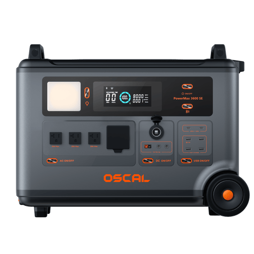 Oscal PowerMax | 3600SE 3600W Portable Power Station, 3600Wh LiFePO4 Battery & 2400W Solar Charging