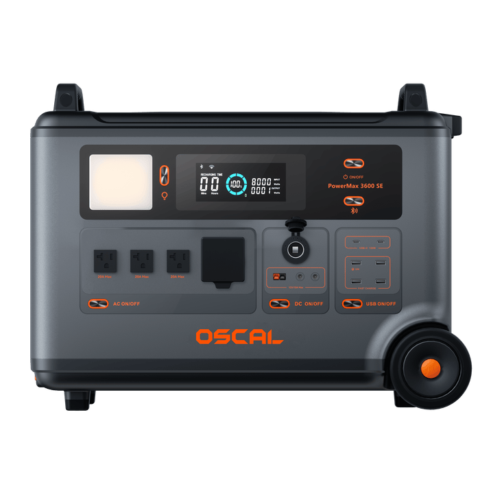 Oscal PowerMax | 3600SE 3600W Portable Power Station, 3600Wh LiFePO4 Battery & 2400W Solar Charging
