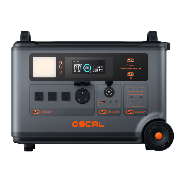 Oscal PowerMax | 3600SE 3600W Portable Power Station, 3600Wh LiFePO4 Battery & 2400W Solar Charging