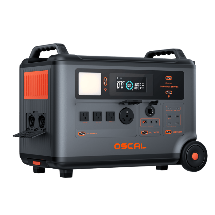 Oscal PowerMax | 3600SE 3600W Portable Power Station, 3600Wh LiFePO4 Battery & 2400W Solar Charging