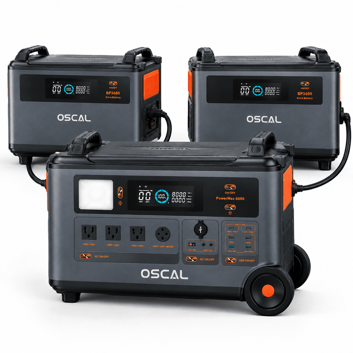Oscal | PowerMax 6000 Portable Power Station + 2* BP3600 Extra Battery