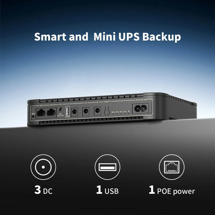 PECRON | D39 Small DC UPS for Router, Modem, Security Camera, and Phone – 38.48Wh with PoE Output