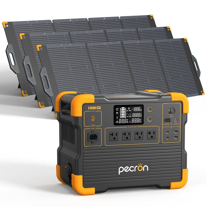 PECRON | E1500LFP 200W Solar Kit Portable Power Station Bundle 2200W 1536Wh V3