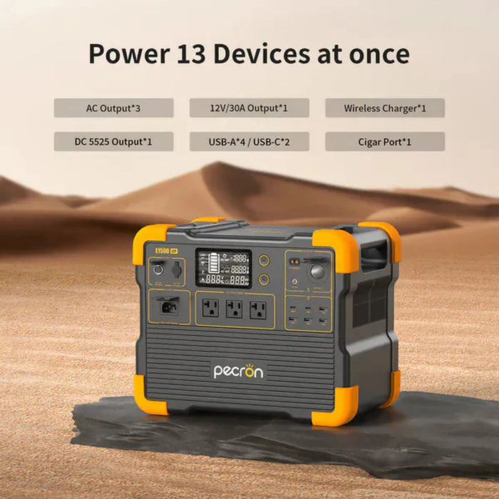 PECRON | E1500LFP Expandable Portable Power Station 2200W 1536Wh