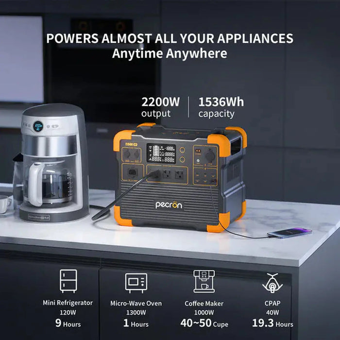 PECRON | E1500LFP Expandable Portable Power Station 2200W 1536Wh