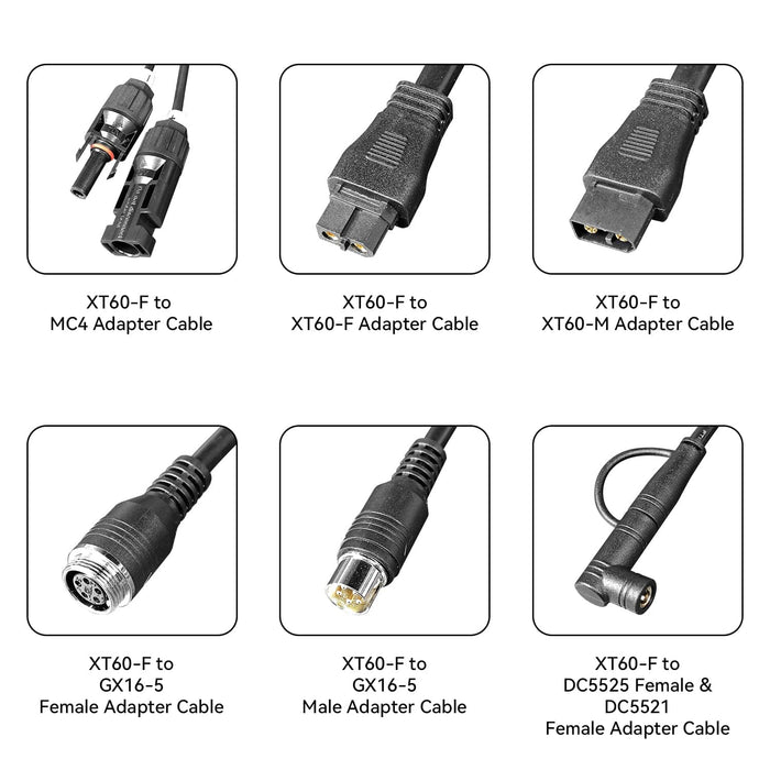 PECRON | U20 Universal Cable Kit with 17 Different Adapter Cables for Power Station, Solar Panel
