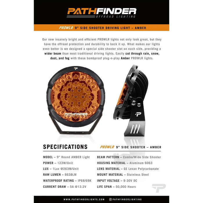PROWLR 9" LED Driving Light TRUE AMBER