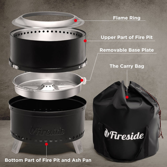 Pluto R19-PG Smokeless Outdoor Fire Pit - Painted Black