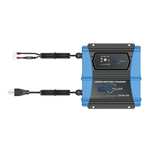 PowerHouse Lithium | Dual Voltage 12V or 16V 15A Selectable AC Waterproof Onboard Charger