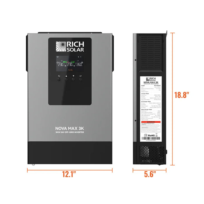 Rich Solar | NOVA MAX 3K 2026 24V 3000W Off-Grid Hybrid Inverter with Pure Sine Wave Output