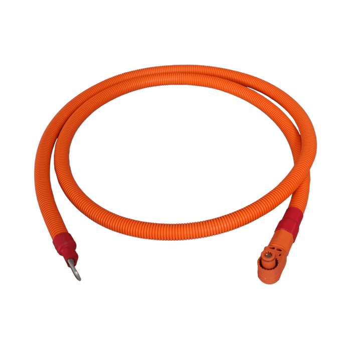 RUIXU | 1/0 AWG cables - 3/8" Lug + 90 degree angle pluggable connector | Orange+ Black, 200cm image 4