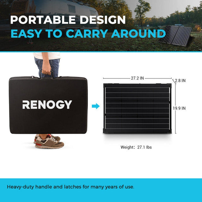 Renogy | 100 Watt 12 Volt Monocrystalline Foldable Solar Suitcase with Voyager