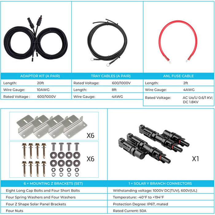 Renogy | 600W 12V/24V Monocrystalline Solar Premium Kit w/Rover 60A Charger Controller