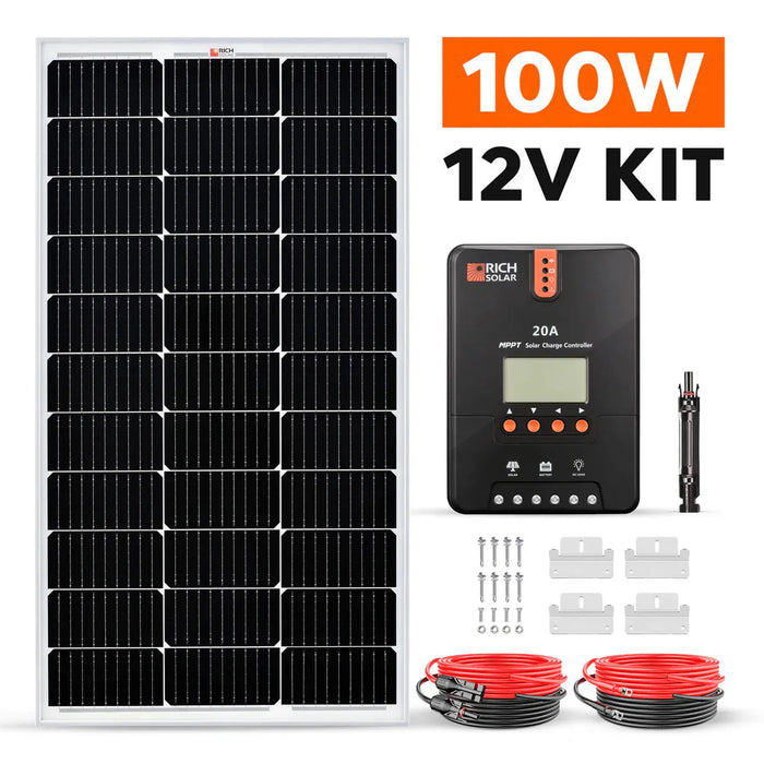 Rich Solar | 100W Solar Kit for RV, Cabin, Boat, and Off-Grid Power Systems