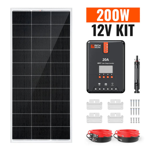 Rich Solar | 200W Solar Kit for RV, Cabin, and Off-Grid Power Systems