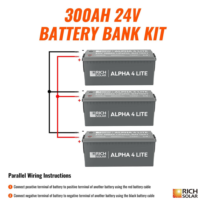 Rich Solar | 24V - 300AH - 7.6kWh Lithium Battery Bank