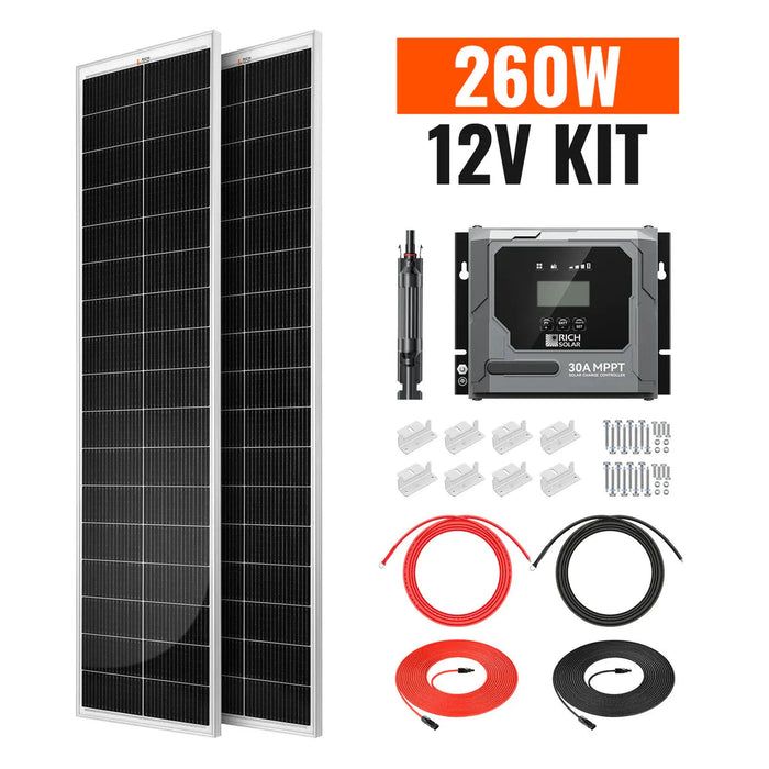 Rich Solar | 260W Slim Solar Kit for Vans, RVs, and Off-Grid Systems