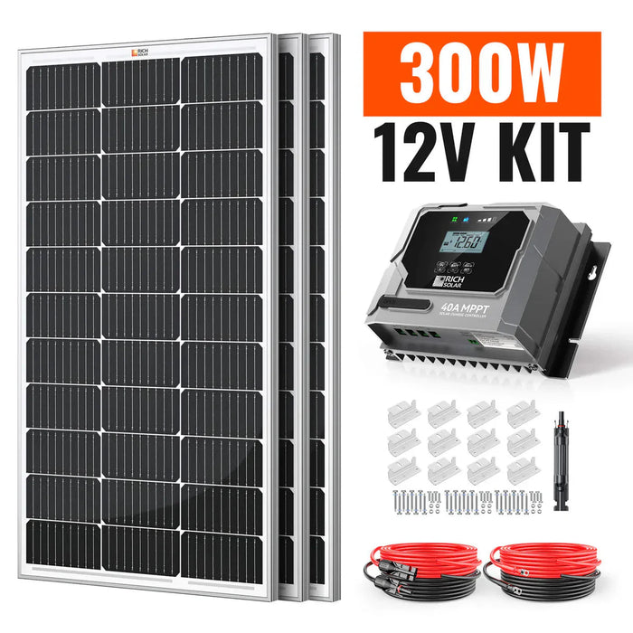 Rich Solar | 300W Solar Kit for RV, Cabin, and Off-Grid Power Systems