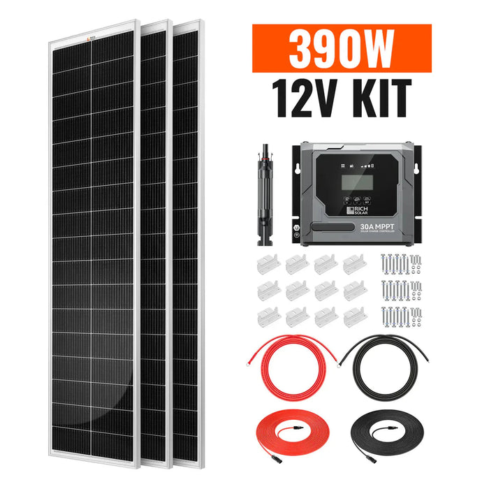 Rich Solar | 390W Slim Solar Kit for Vans, RVs, and Off-Grid Systems