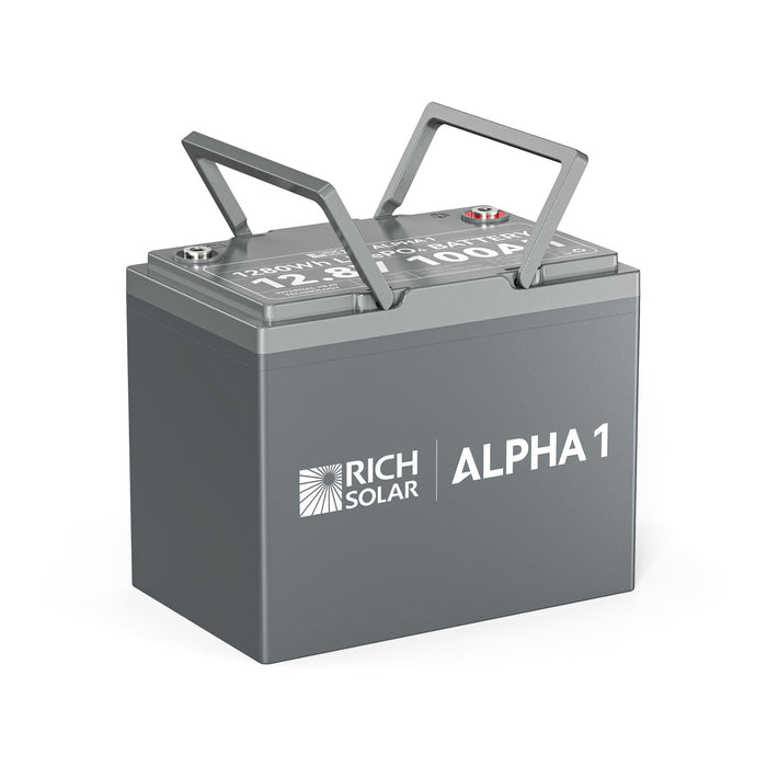 Rich Solar | ALPHA 1 | 12V 100Ah LiFePO4 Battery | Powerful 12V Lithium Battery | 5,000 Lifetime Cycles | Bluetooth and Internal Heat Technology