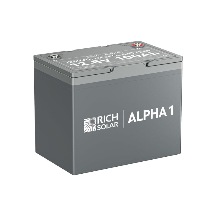 Rich Solar | ALPHA 1 | 12V 100Ah LiFePO4 Battery | Powerful 12V Lithium Battery | 5,000 Lifetime Cycles | Bluetooth and Internal Heat Technology